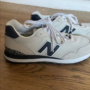 New Balance 515 Cream & Black Casual Sneakers w/Leopard Accents NF